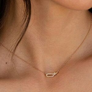 NEW! 14K Gold Plated Delicate Diamond Interlocking Paperclip Pendant Necklace